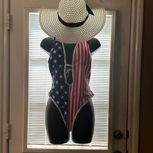 NWOT red white and blue one piece swimsuit
